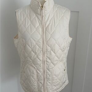 Eddie Bauer Cream Quilted Sleeveless Vest